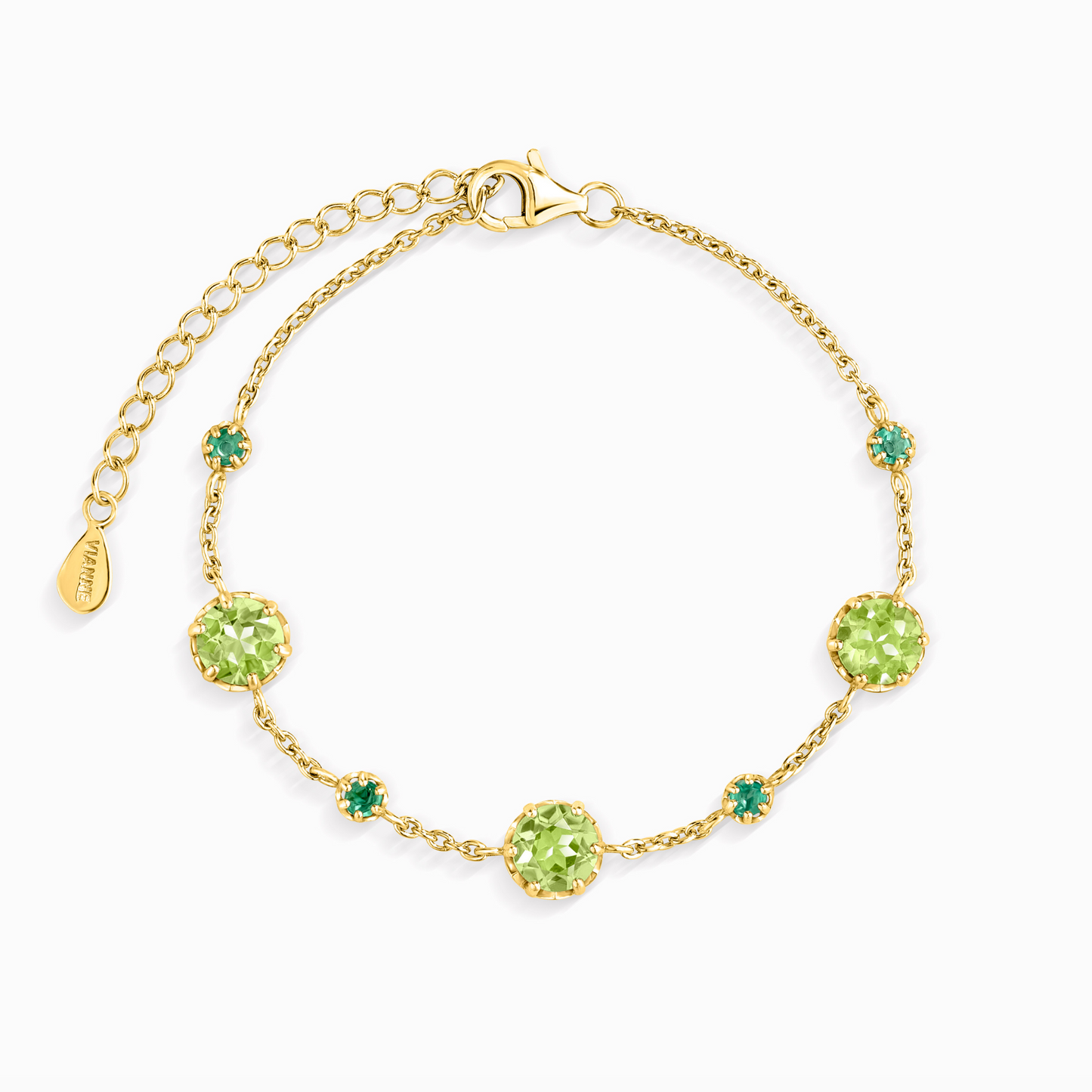 Emerald & Peridot Bracelet in 18k Gold Vermeil - SJR London Timepiece