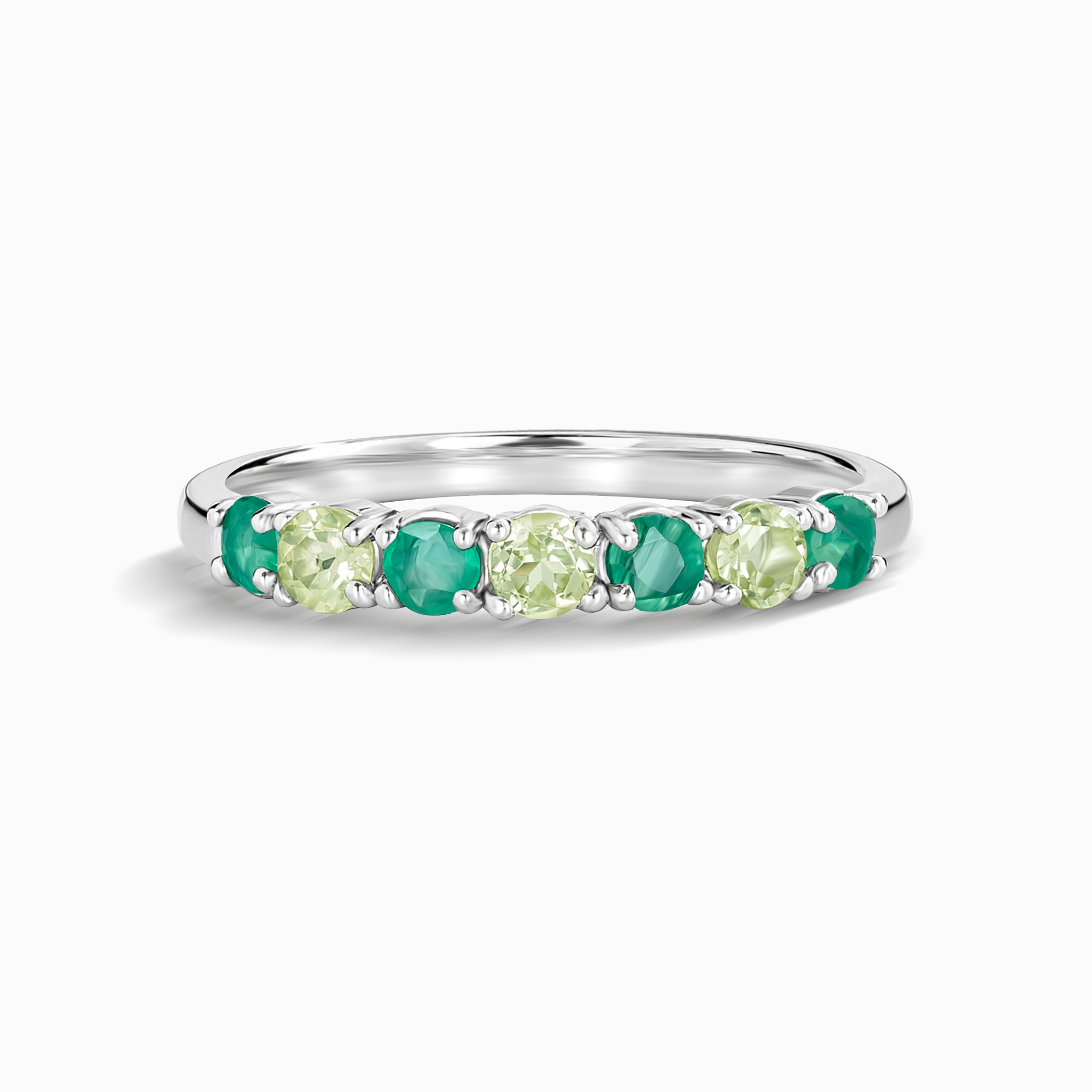 Demi-alliance Émeraude et Péridot en Argent Sterling
