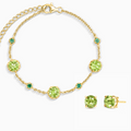 Parure de bijoux émeraude et péridot en vermeil d'or 18 carats