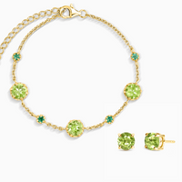 Emerald & Peridot Jewellery Set in 18k Gold Vermeil - SJR London Timepiece