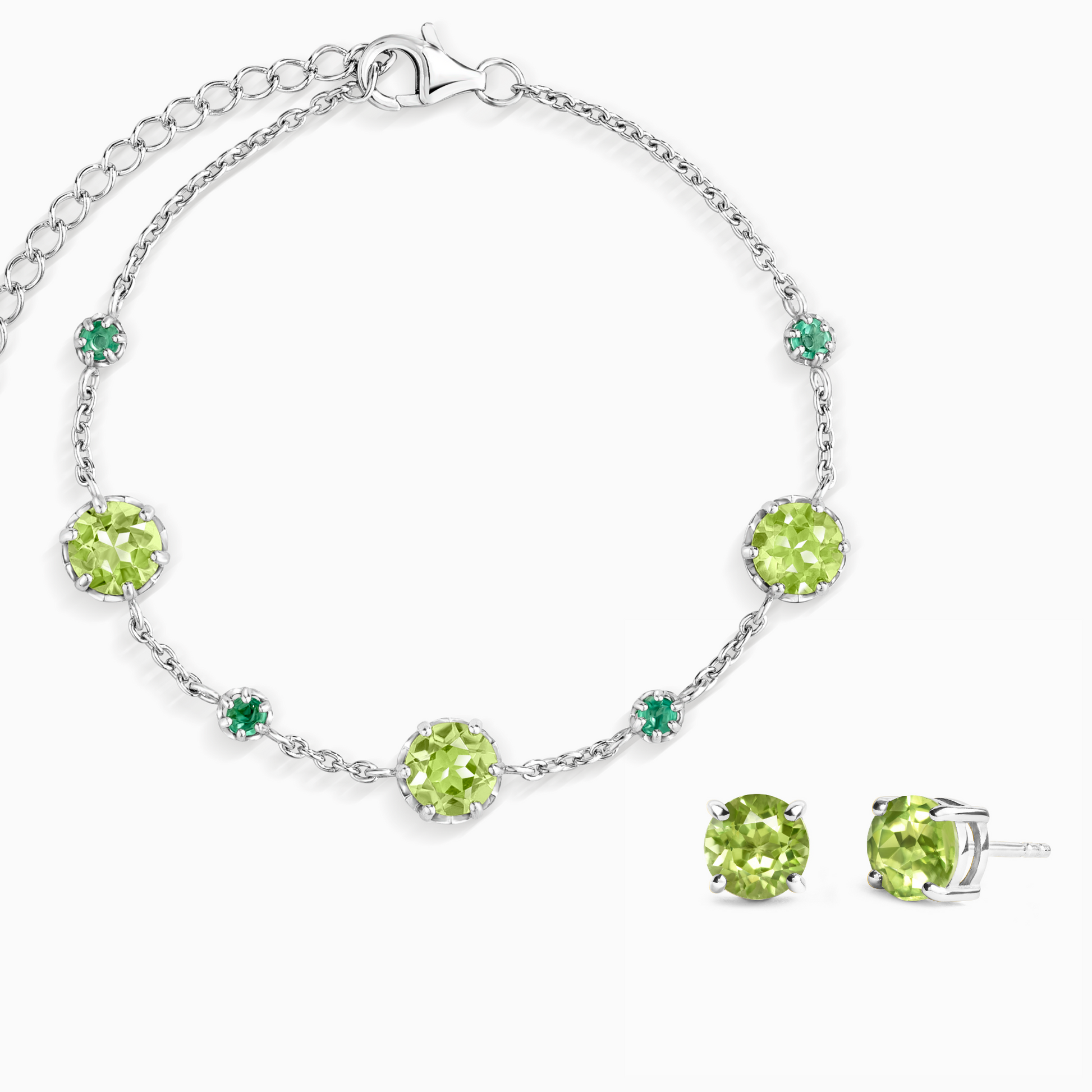 Emerald & Peridot Jewellery Set in Sterling Silver - SJR London Timepiece
