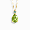 Pendentif en or vermeil 18 carats avec émeraudes et péridots taille poire