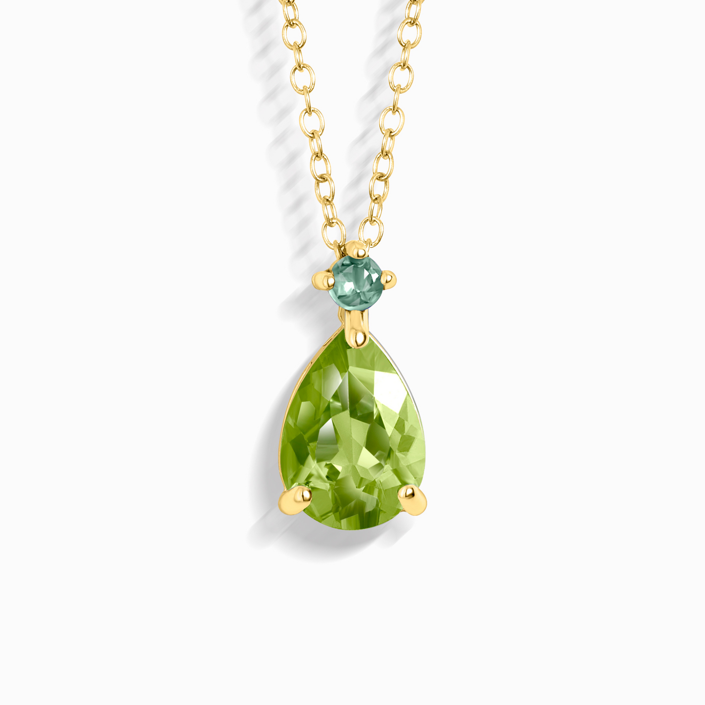 Emerald & Peridot Pear Cut Pendant Necklace in 18k Gold Vermeil - SJR London Timepiece