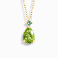Emerald & Peridot Pear Cut Pendant Necklace in 18k Gold Vermeil - SJR London Timepiece