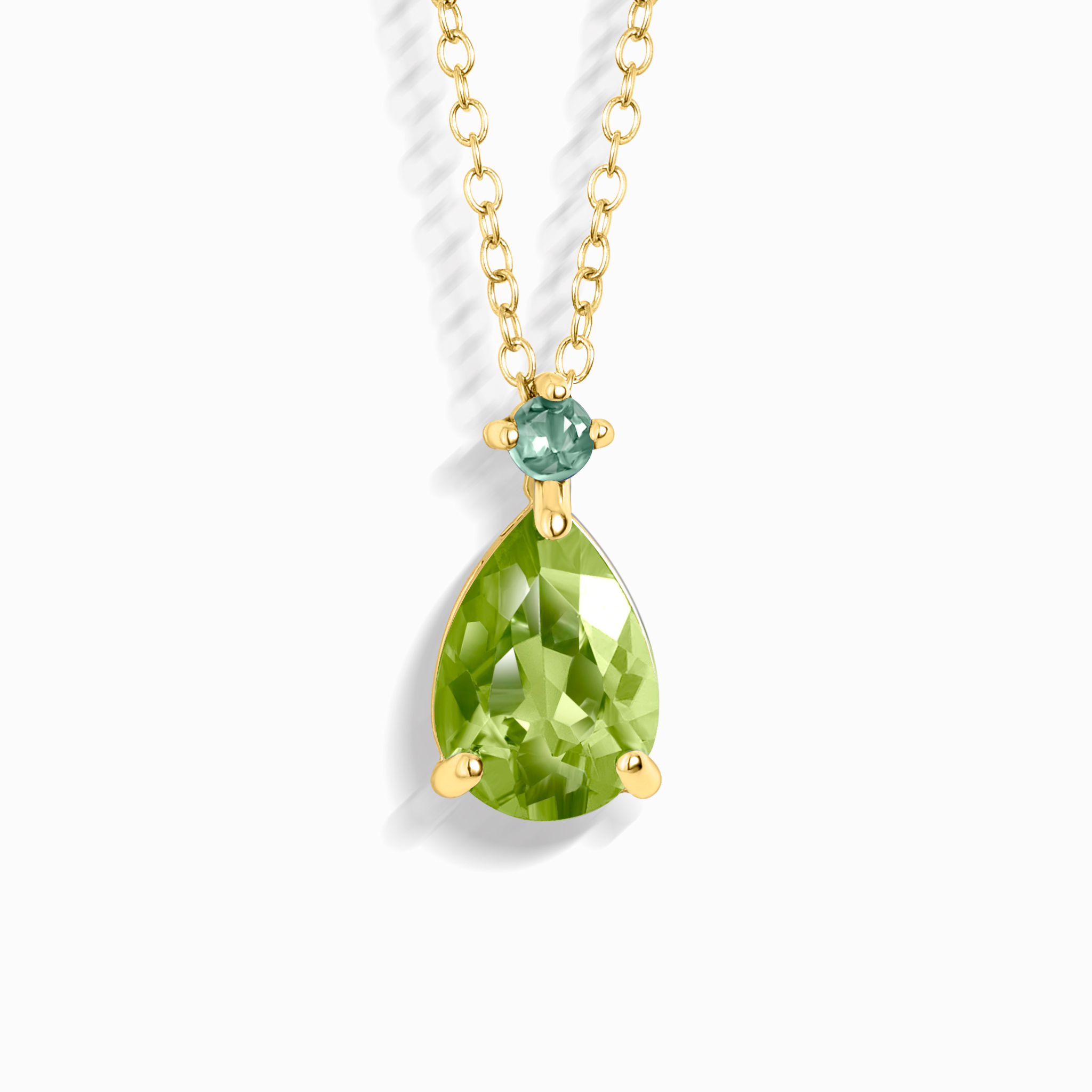 Pendentif en or vermeil 18 carats avec émeraudes et péridots taille poire