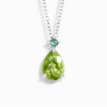 Collier pendentif poire émeraude et péridot en argent sterling