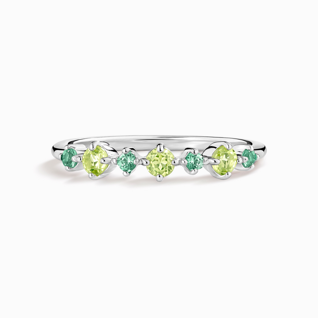 Demi-alliance empilable émeraude et péridot en argent sterling
