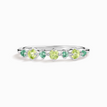 Demi-alliance empilable émeraude et péridot en argent sterling