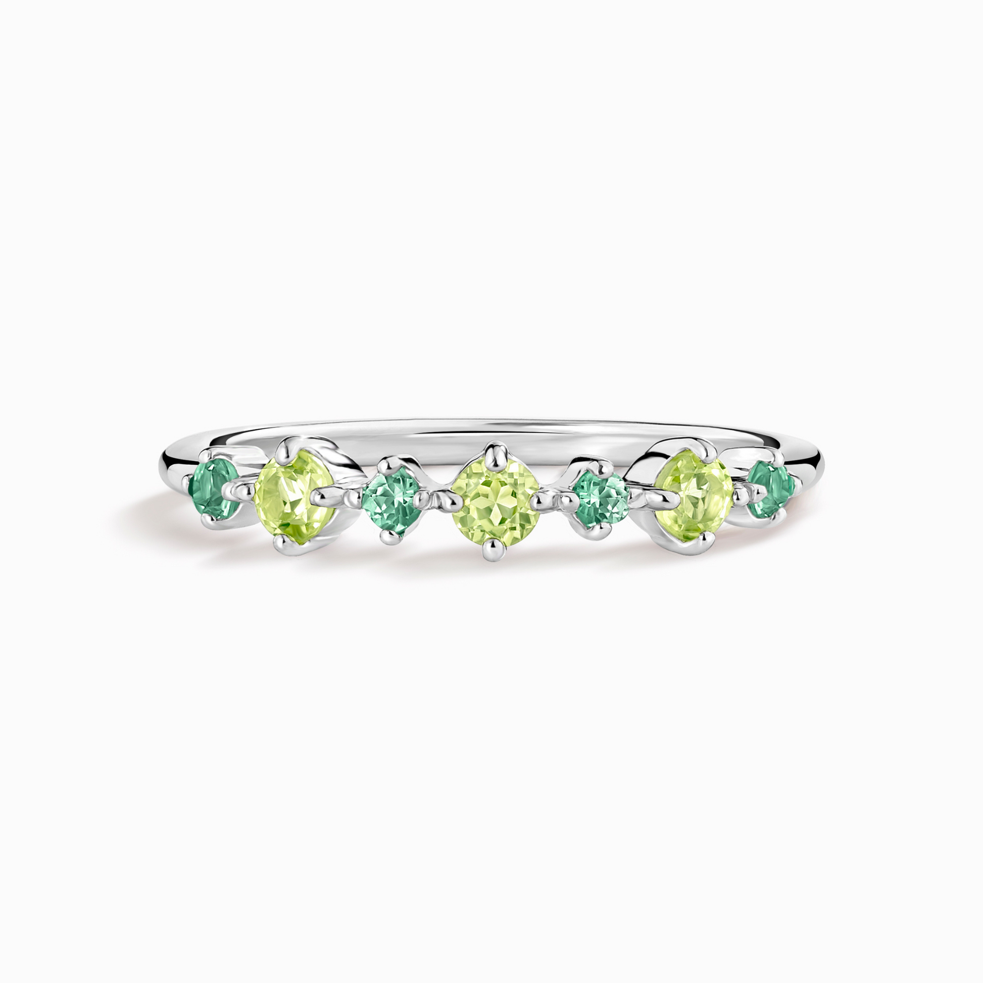 Emerald & Peridot Stackable Half Eternity Band in Sterling Silver - SJR London Timepiece