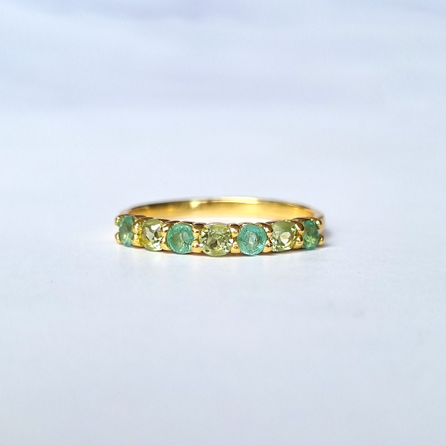 Emerald & Peridot Half Eternity Band in 18K Gold Vermeil - SJR London Timepiece