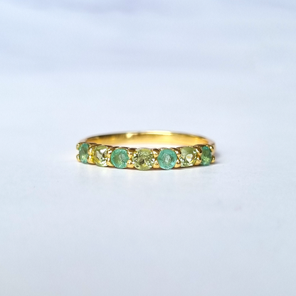 Emerald & Peridot Half Eternity Band in 18K Gold Vermeil - SJR London Timepiece