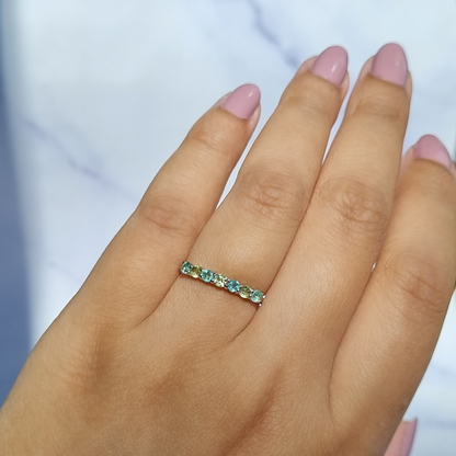Emerald & Peridot Half Eternity Band in 18K Gold Vermeil - SJR London Timepiece