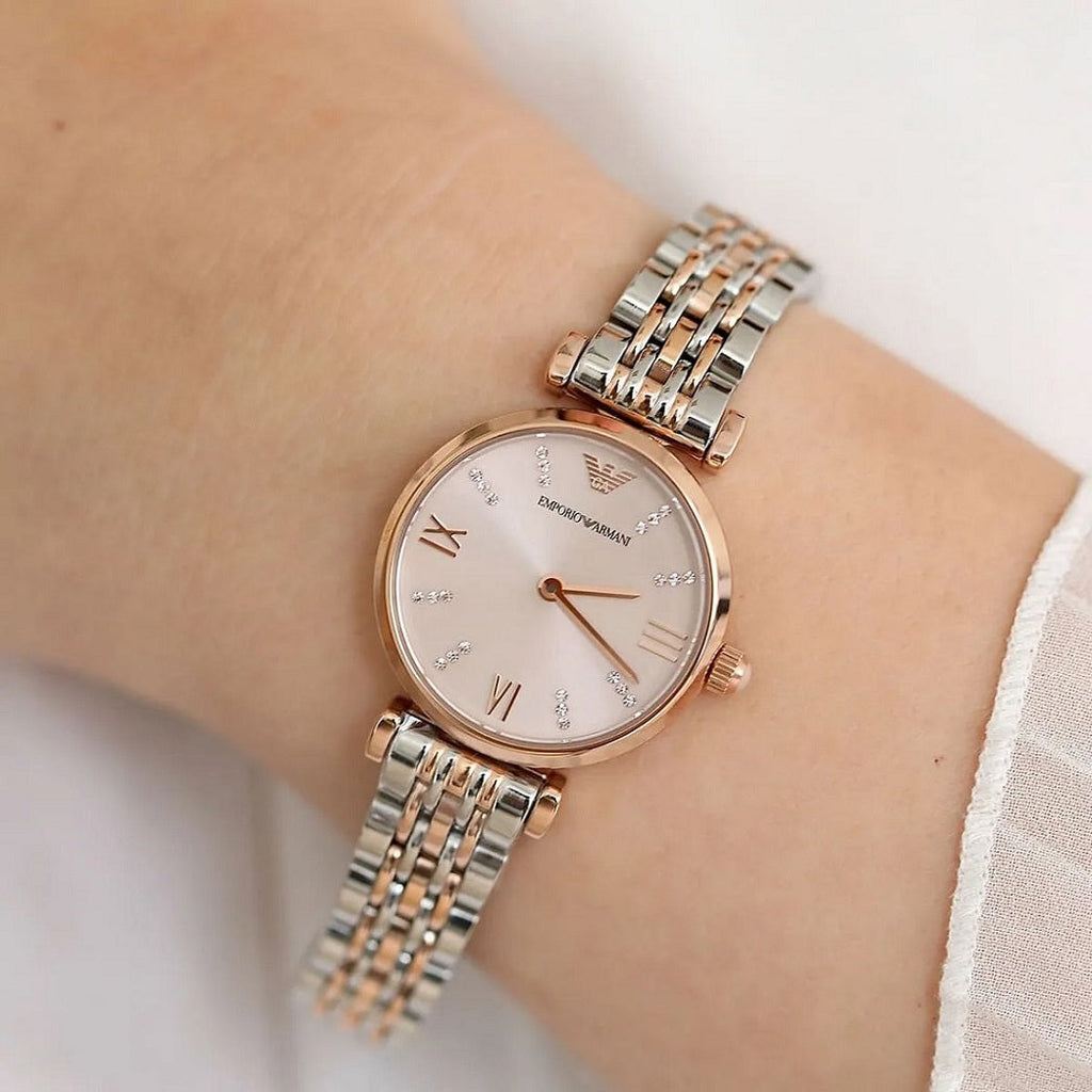 Montre bicolore femme Emporio Armani Gianni T-Bar AR11223