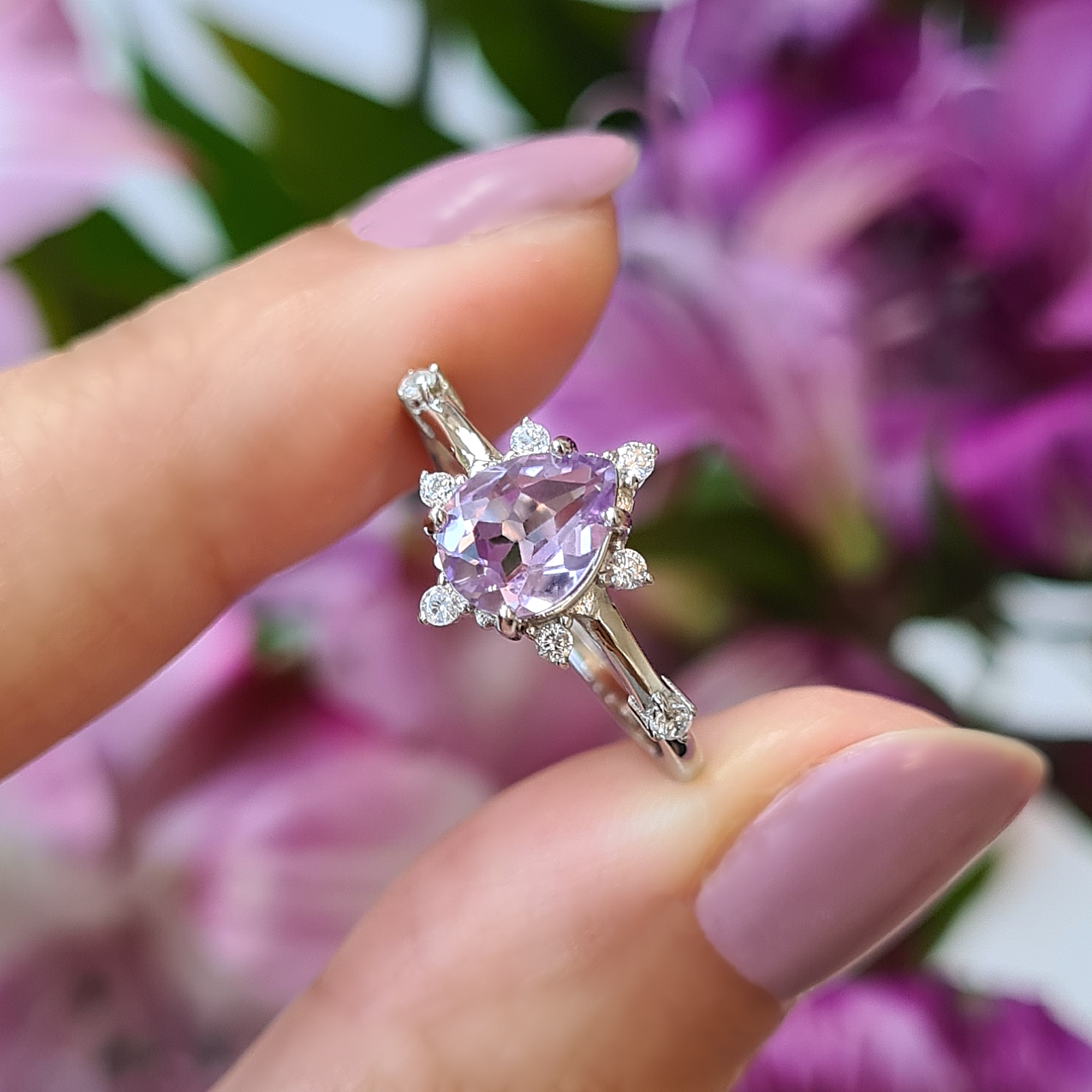 Estelle Lavender Amethyst Ring in Sterling Silver - SJR London Timepiece