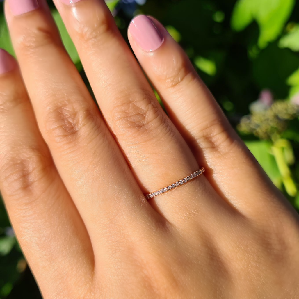 Thin Full Eternity Ring (1.2 mm) in Rose Gold - SJR London Timepiece