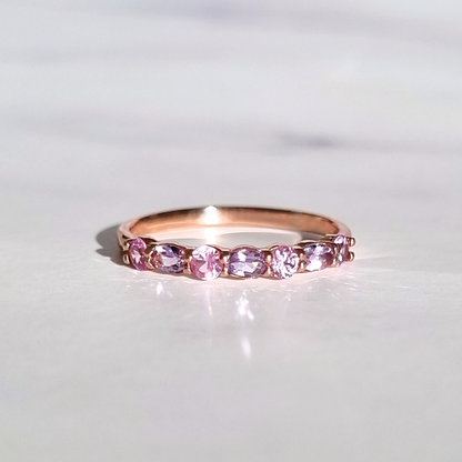 Pink Sapphire & Pink Amethyst Half Eternity Band in 18K Rose Gold Vermeil - SJR London Timepiece