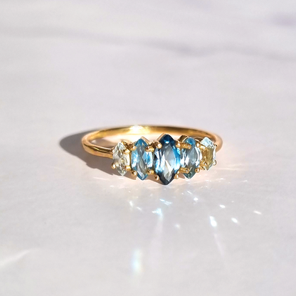 Ombre Blue Topaz Ring in 18k Gold Vermeil - SJR London Timepiece