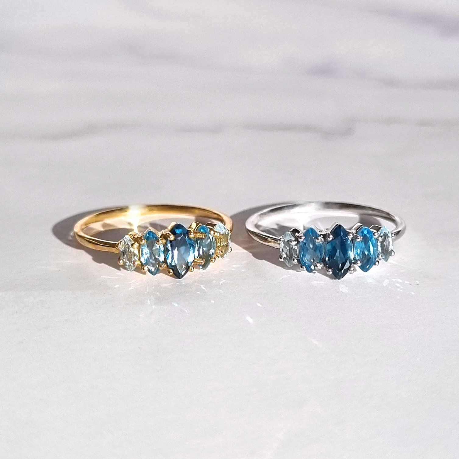 Ombre Blue Topaz Ring in Sterling Silver - SJR London Timepiece