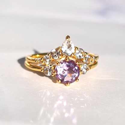 Selene Lavender Amethyst Ring Set in 18k Gold Vermeil - SJR London Timepiece