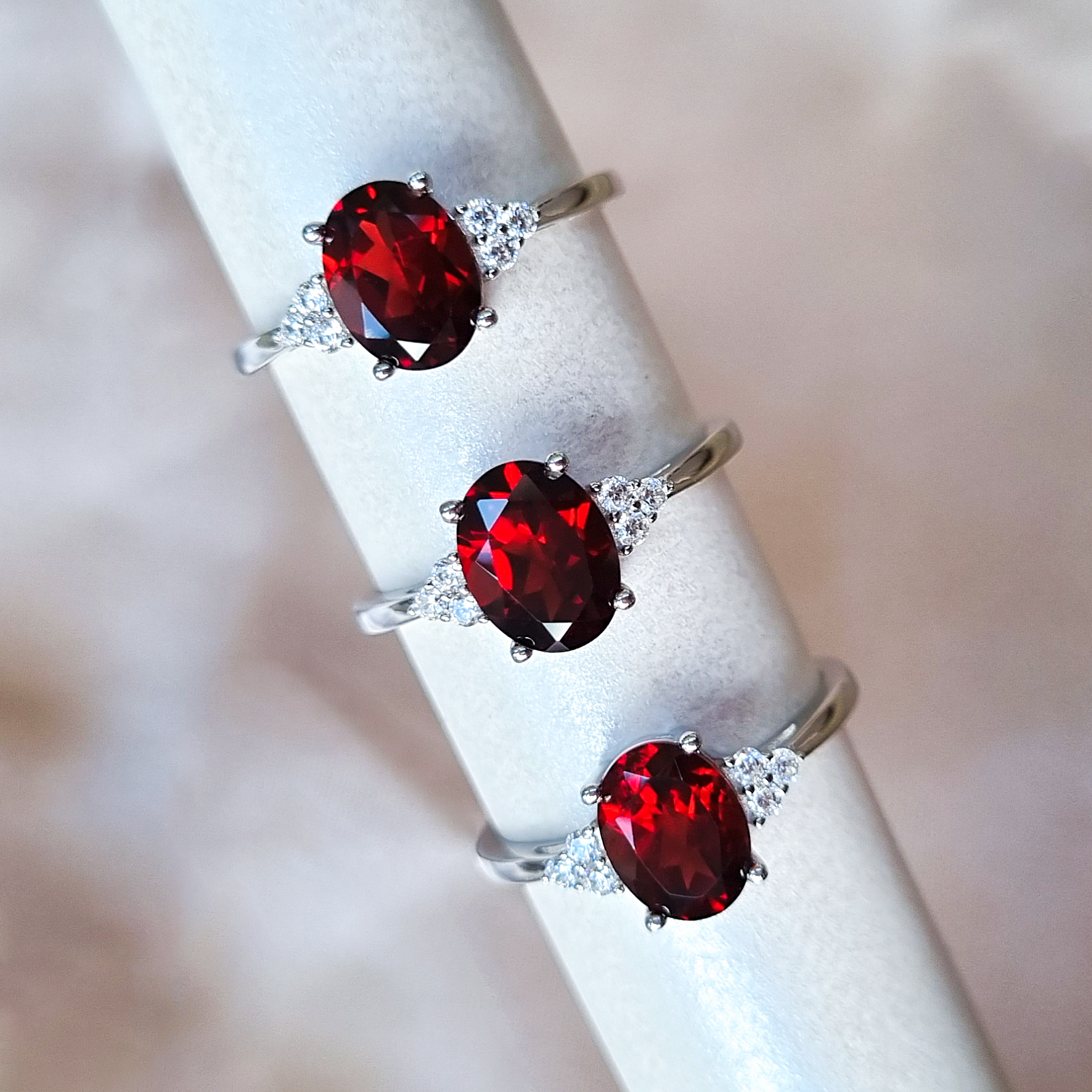 Garnet Ring in Sterling Silver - SJR London Timepiece