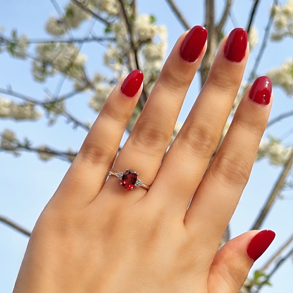 Garnet Ring in Sterling Silver - SJR London Timepiece