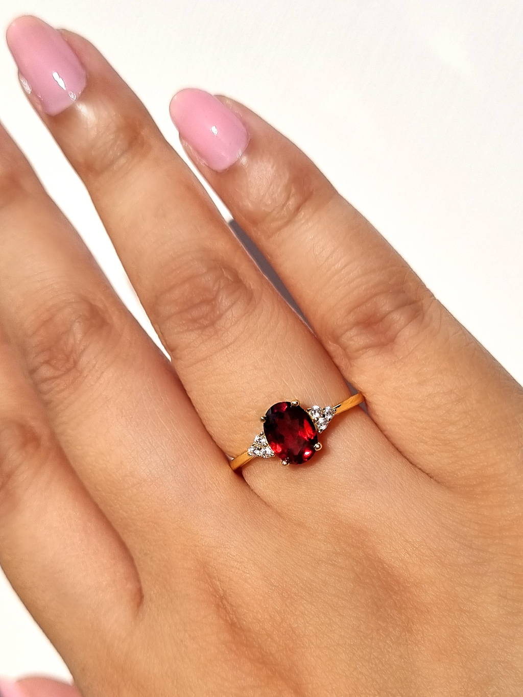 Parure complète - Parure de bijoux en grenat en vermeil 18 carats