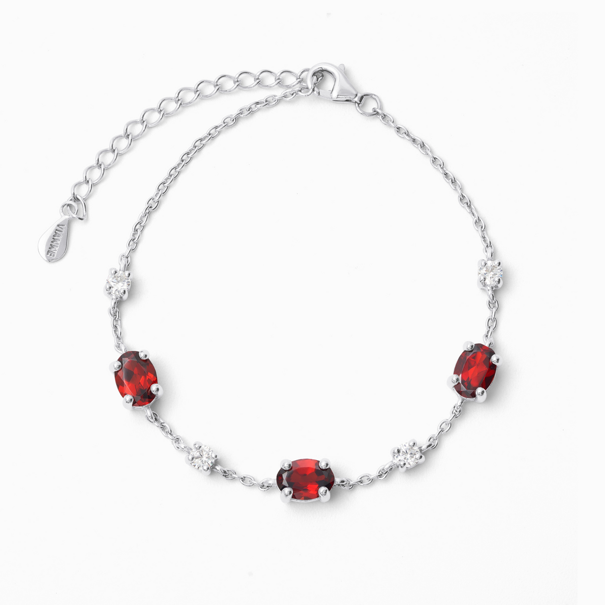 Bracelet grenat en argent sterling