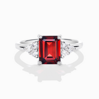 Garnet Emerald Cut Ring in Sterling Silver - SJR London Timepiece