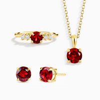 Garnet Everyday Jewellery Gift Set in 18k Gold Vermeil - SJR London Timepiece