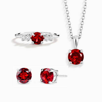 Garnet Everyday Jewellery Gift Set in Sterling Silver - SJR London Timepiece