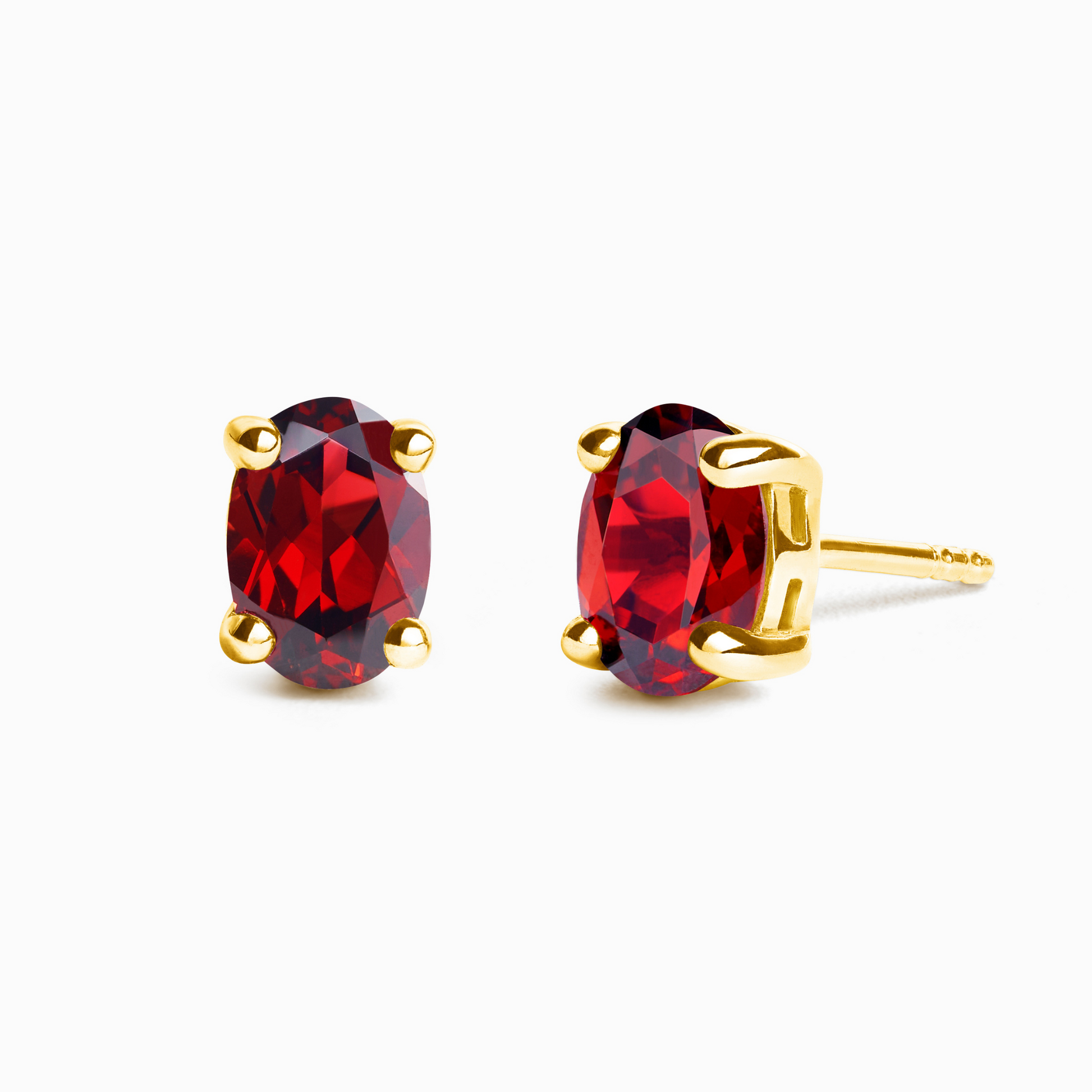 Garnet Oval Stud Earrings in 18k Gold Vermeil - SJR London Timepiece