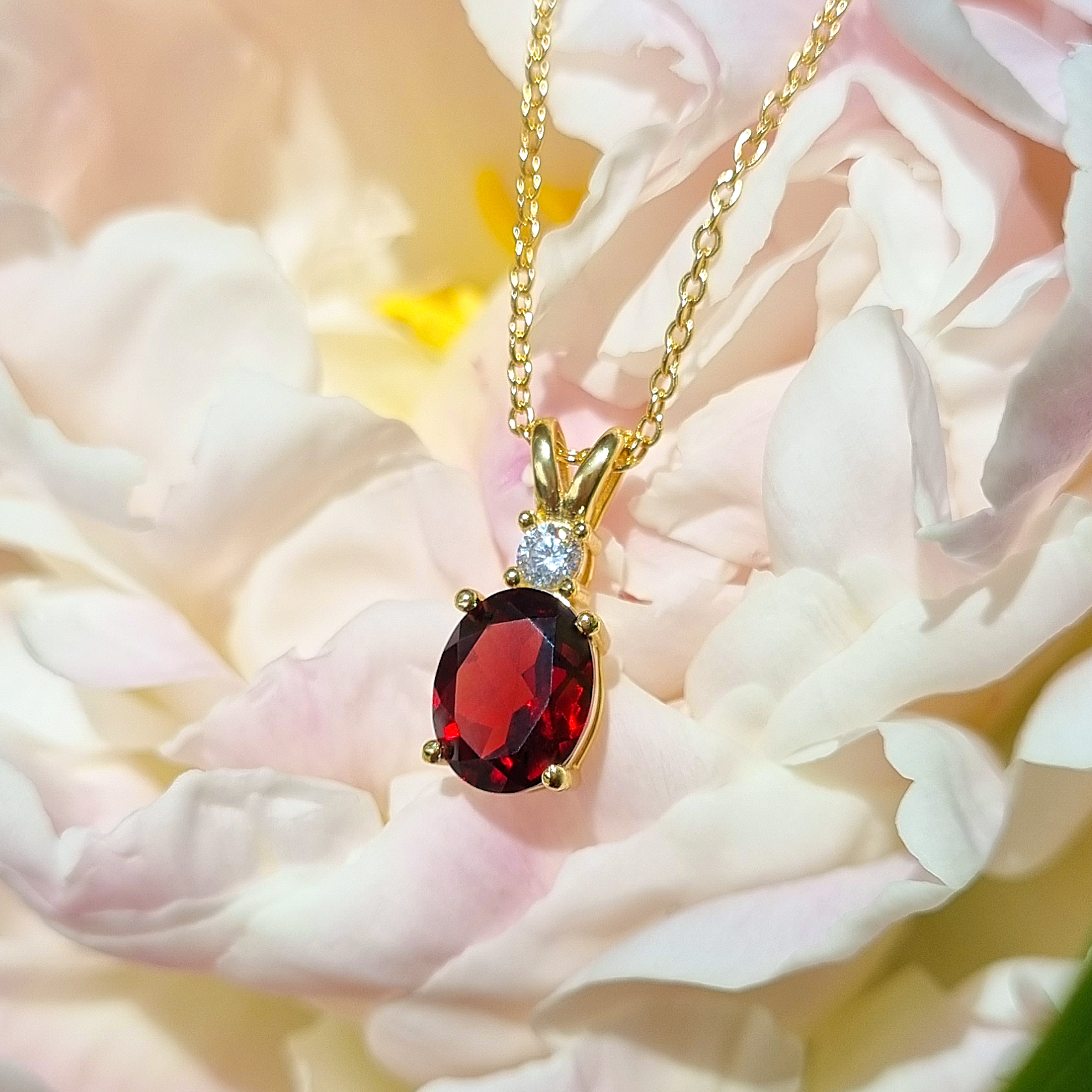 Mini-ensemble 1 - Parure de bijoux en grenat en vermeil 18 carats