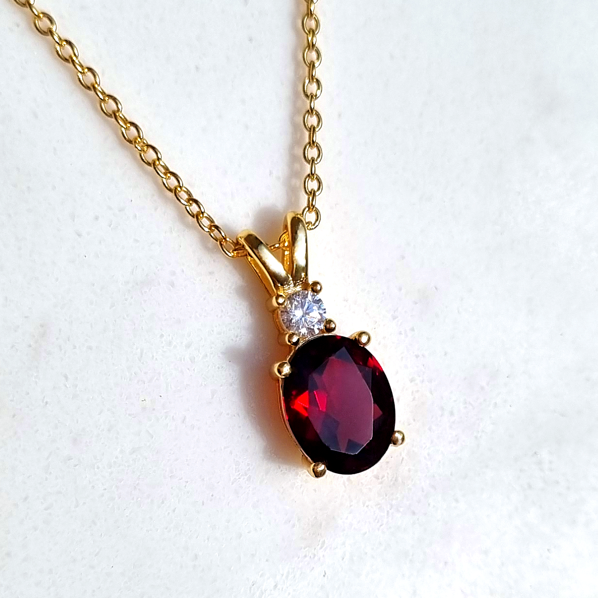 Garnet Pendant Necklace in 18k Gold Vermeil - SJR London Timepiece