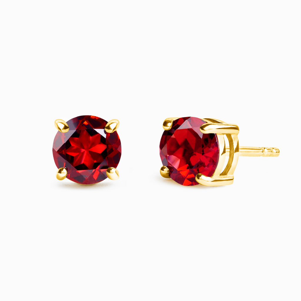 Puces d'oreilles rondes grenat 6 mm en vermeil d'or 18 carats