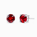 Puces d'oreilles rondes en grenat 6 mm en argent sterling