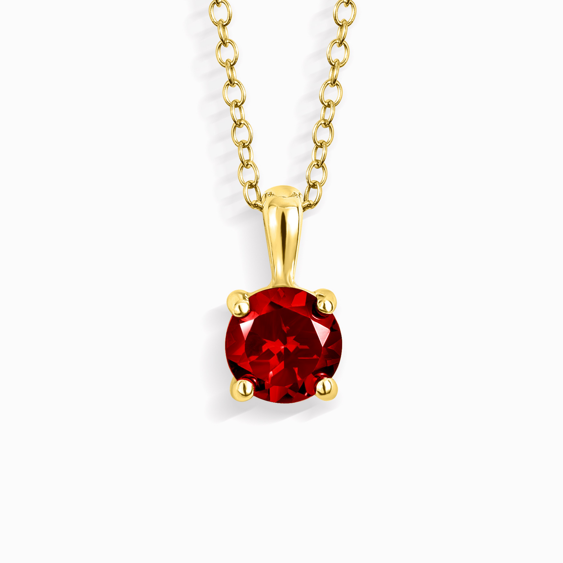 Garnet Solitaire Pendant Necklace in 18k Gold Vermeil - SJR London Timepiece