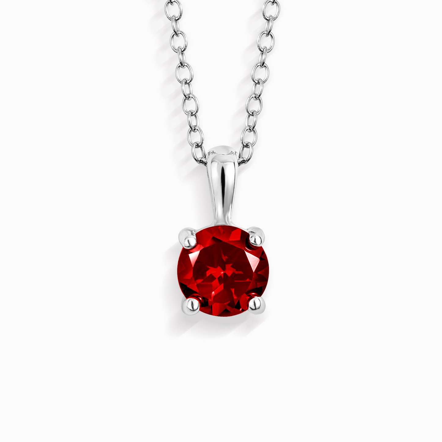 Garnet Solitaire Pendant Necklace in Sterling Silver - SJR London Timepiece