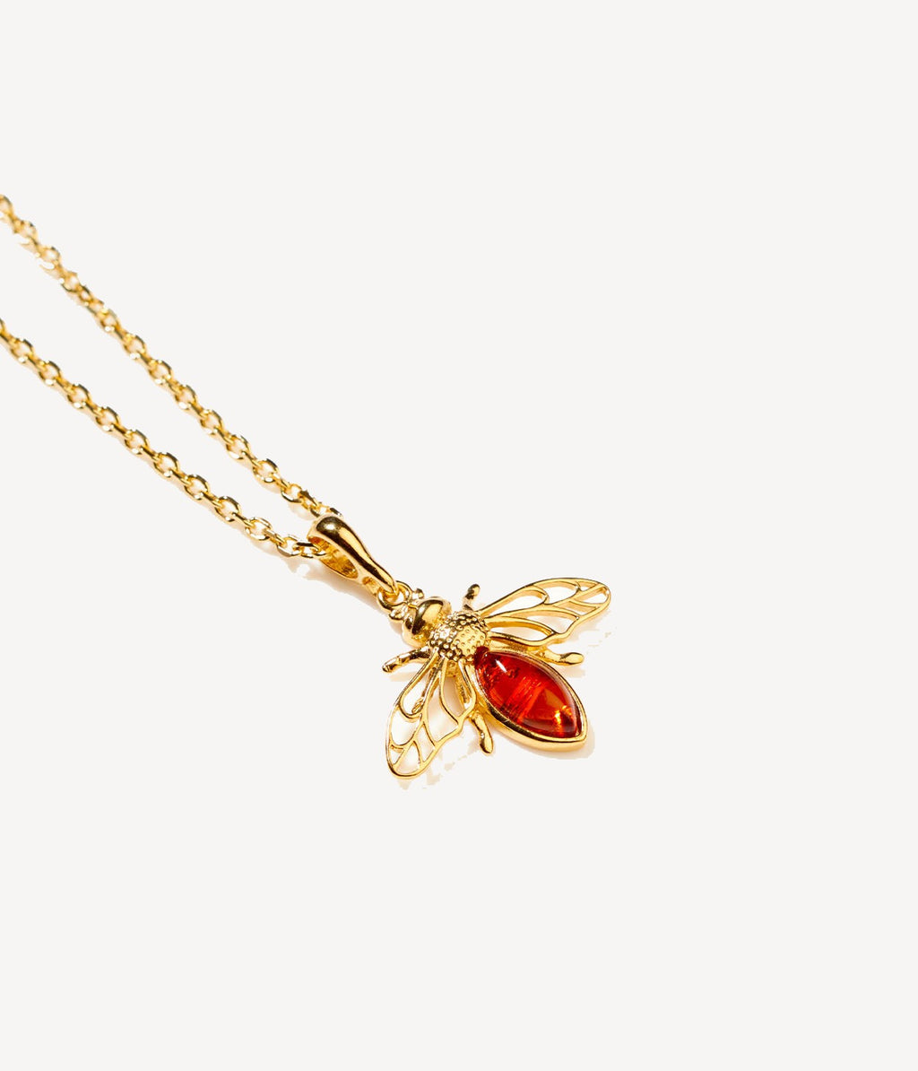 Collier Abeille en Or et Ambre