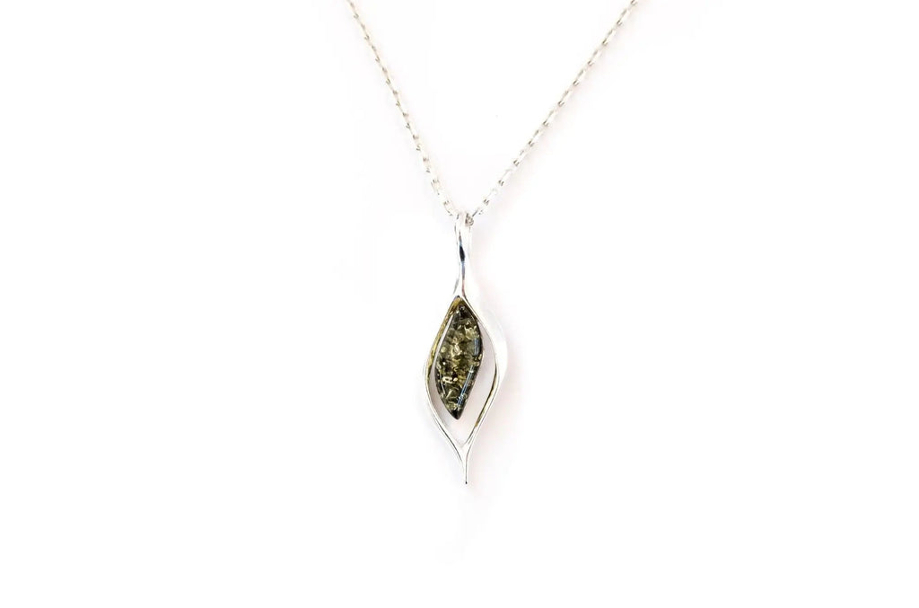 Pendentif gouttelette ambre vert