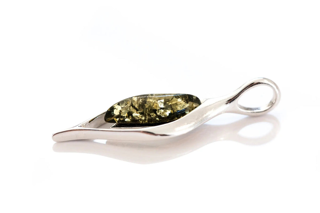 Pendentif gouttelette ambre vert