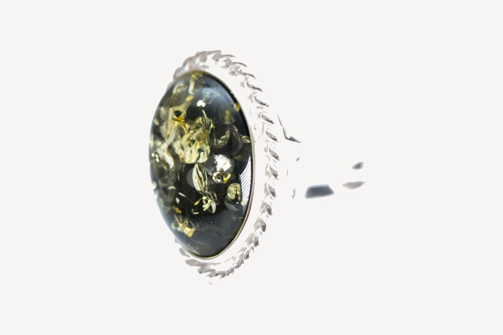 Bague spectaculaire Quintessence en ambre vert