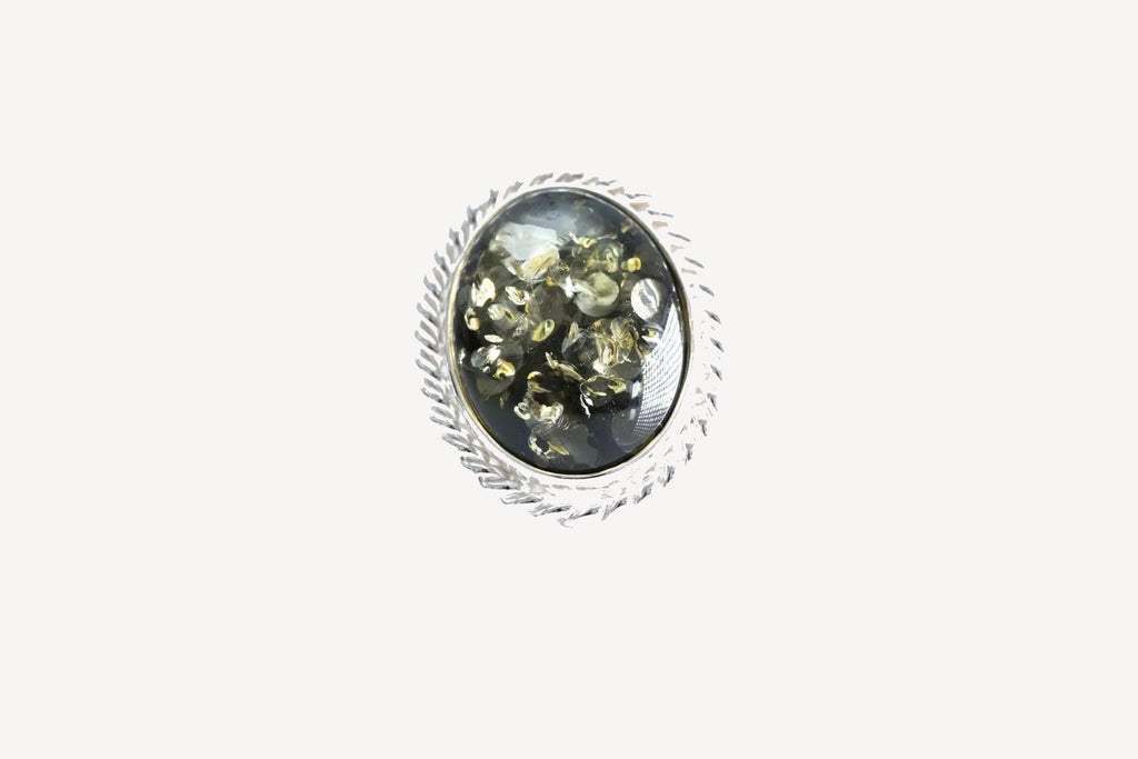Bague spectaculaire Quintessence en ambre vert