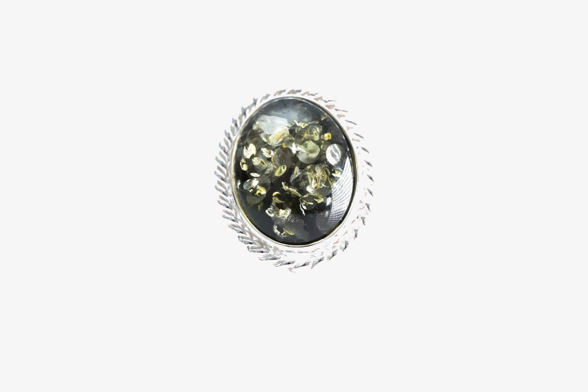 Bague spectaculaire Quintessence en ambre vert