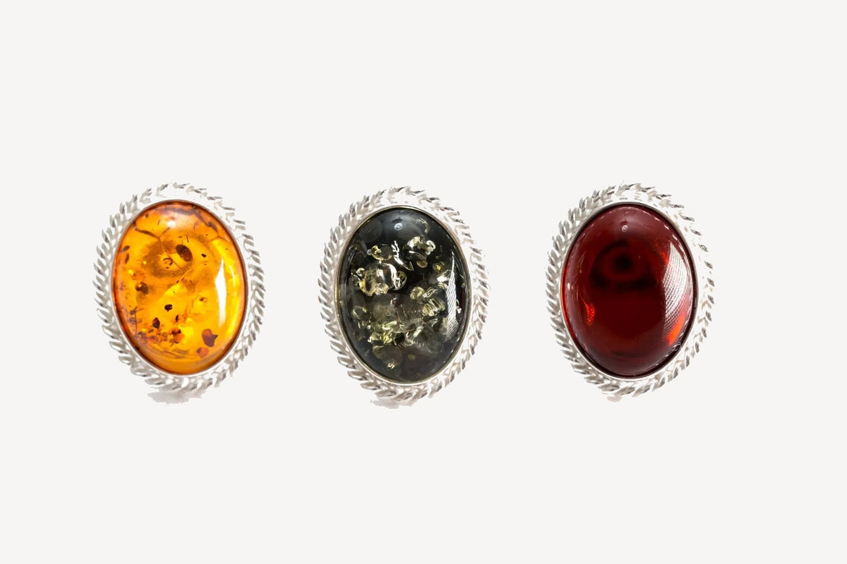 Bague spectaculaire Quintessence en ambre vert
