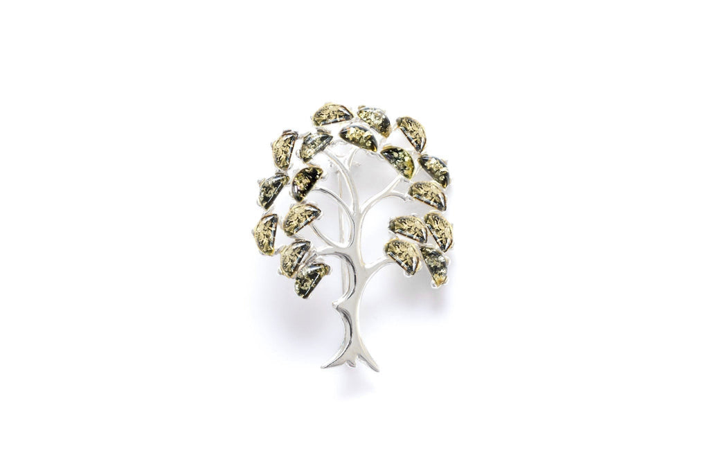 Broche Arbre de Vie en Ambre Vert