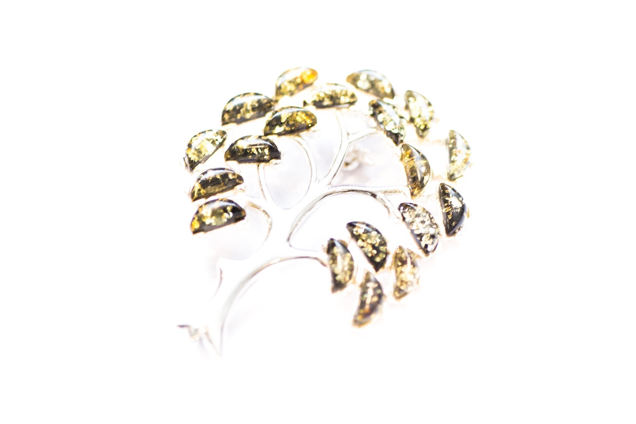 Broche Arbre de Vie en Ambre Vert