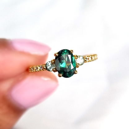 Green Topaz and Green Tourmaline Ring in 18k Gold Vermeil - SJR London Timepiece