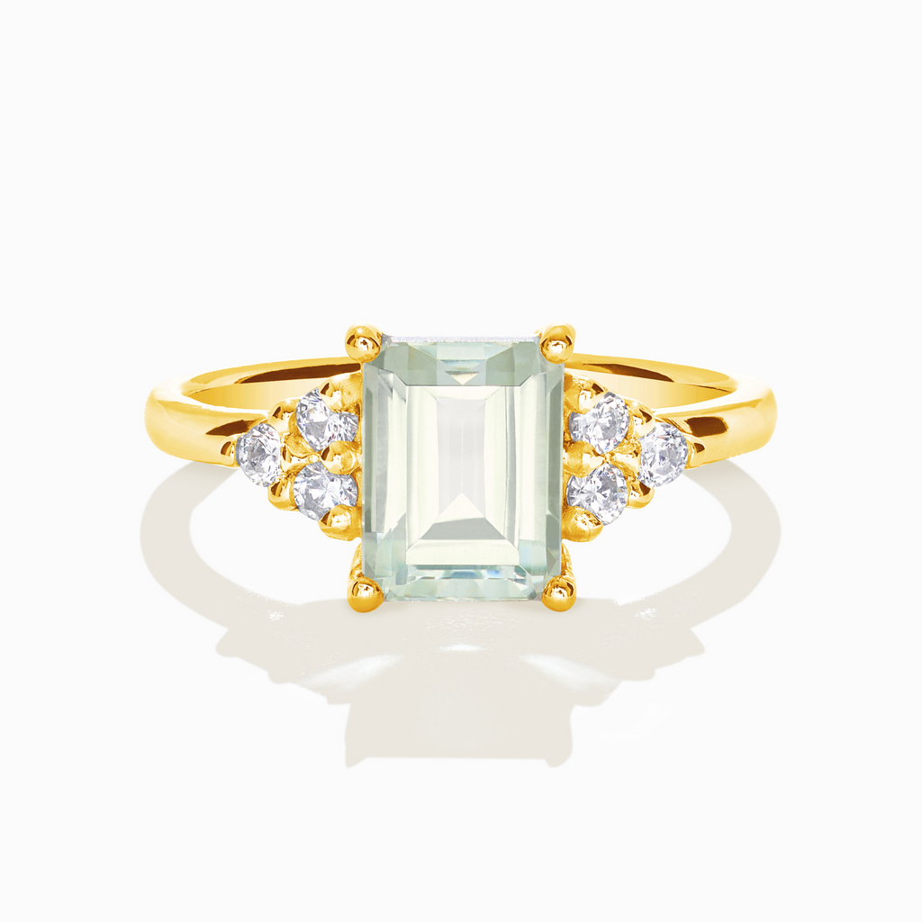 Bague Améthyste Verte Taille Émeraude en Vermeil 18 carats
