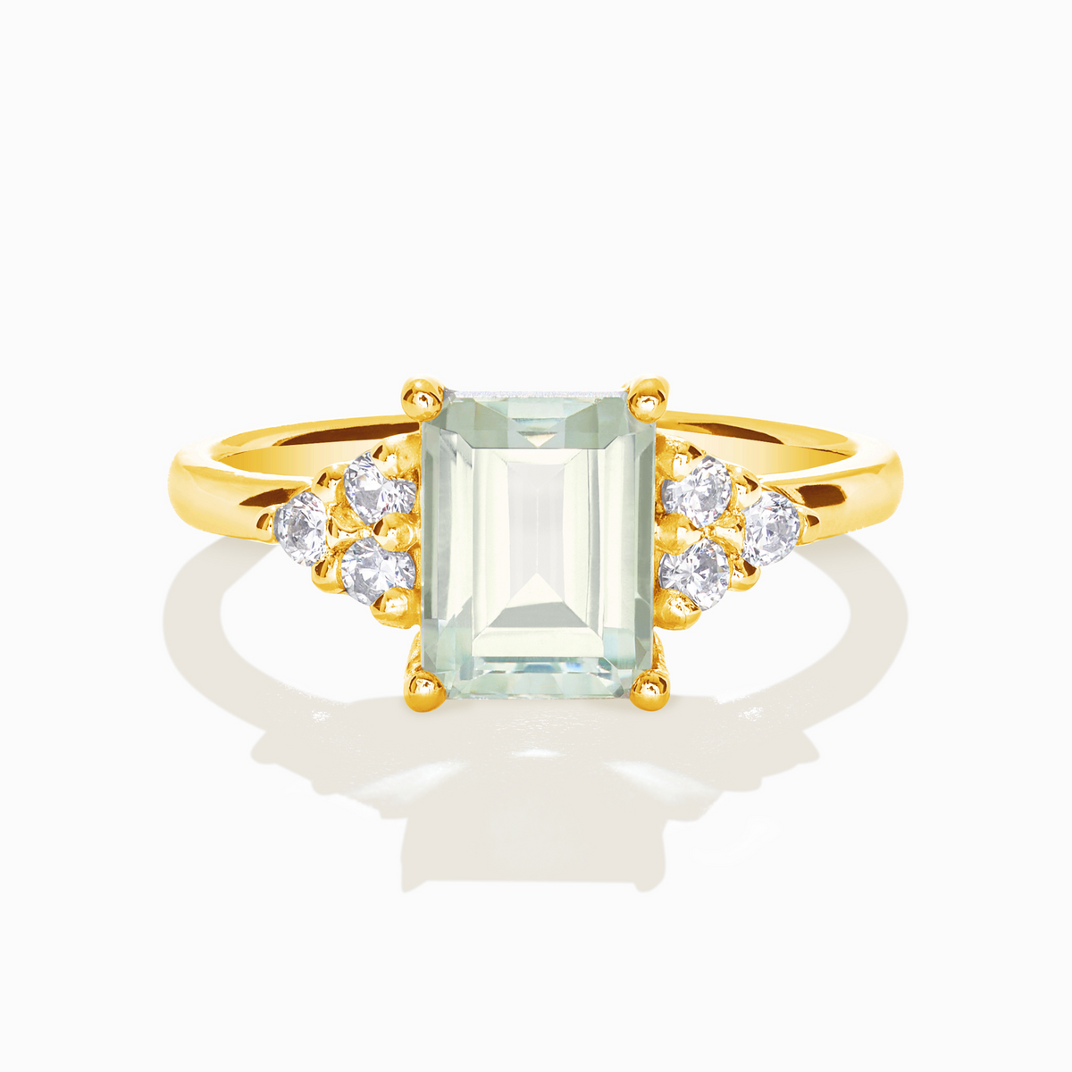 Bague Améthyste Verte Taille Émeraude en Vermeil 18 carats