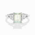 Bague en améthyste verte taille émeraude en argent sterling